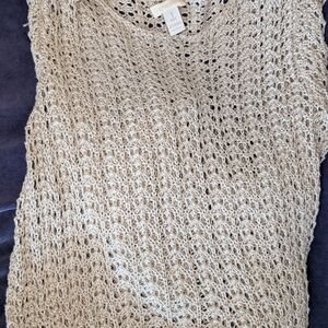 Chico's Open Knit Linen-Blend Tank in Light Taupe